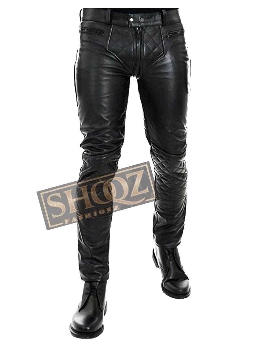 Motorbike Lederhosen Lederjeans Quilted Breeches Trousers Leather Pant 